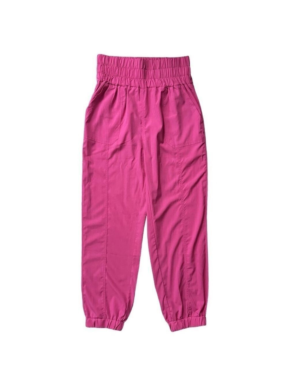 New In Smocked High Waist Elastic Waistband Joggers Hot Pink Size Large